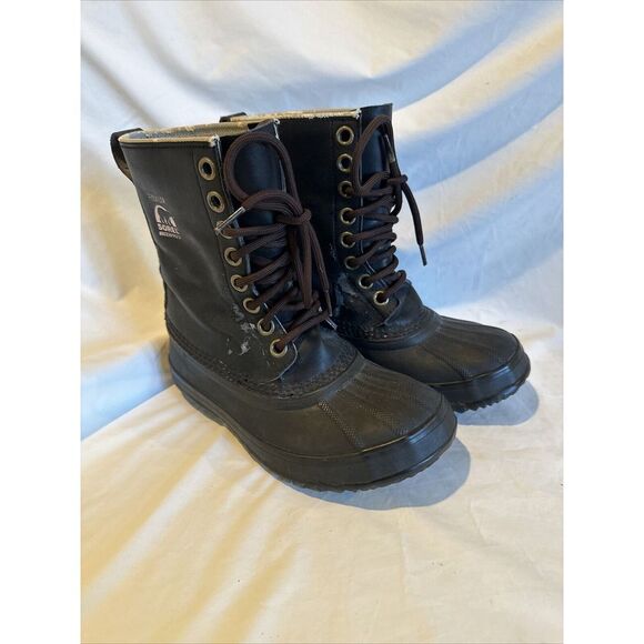 Sorel Shoes - Sorel Size 7 Black Purple 1964 Premium Pac Snow Boots Leather Rubber Womens EU38